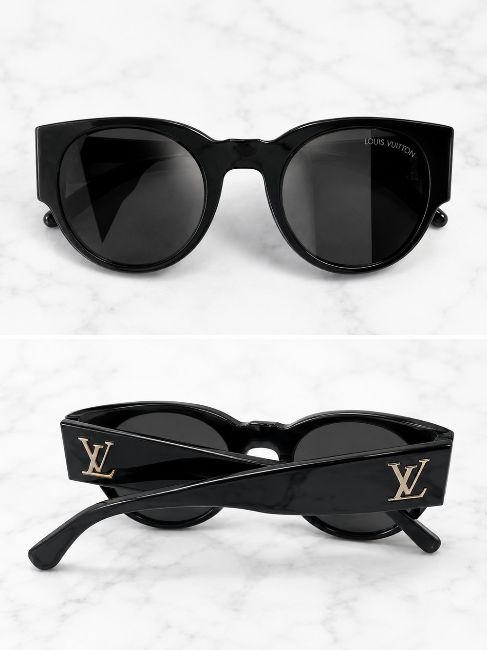 Louis Vuitton Black Sunglasses with Gold LV Accents